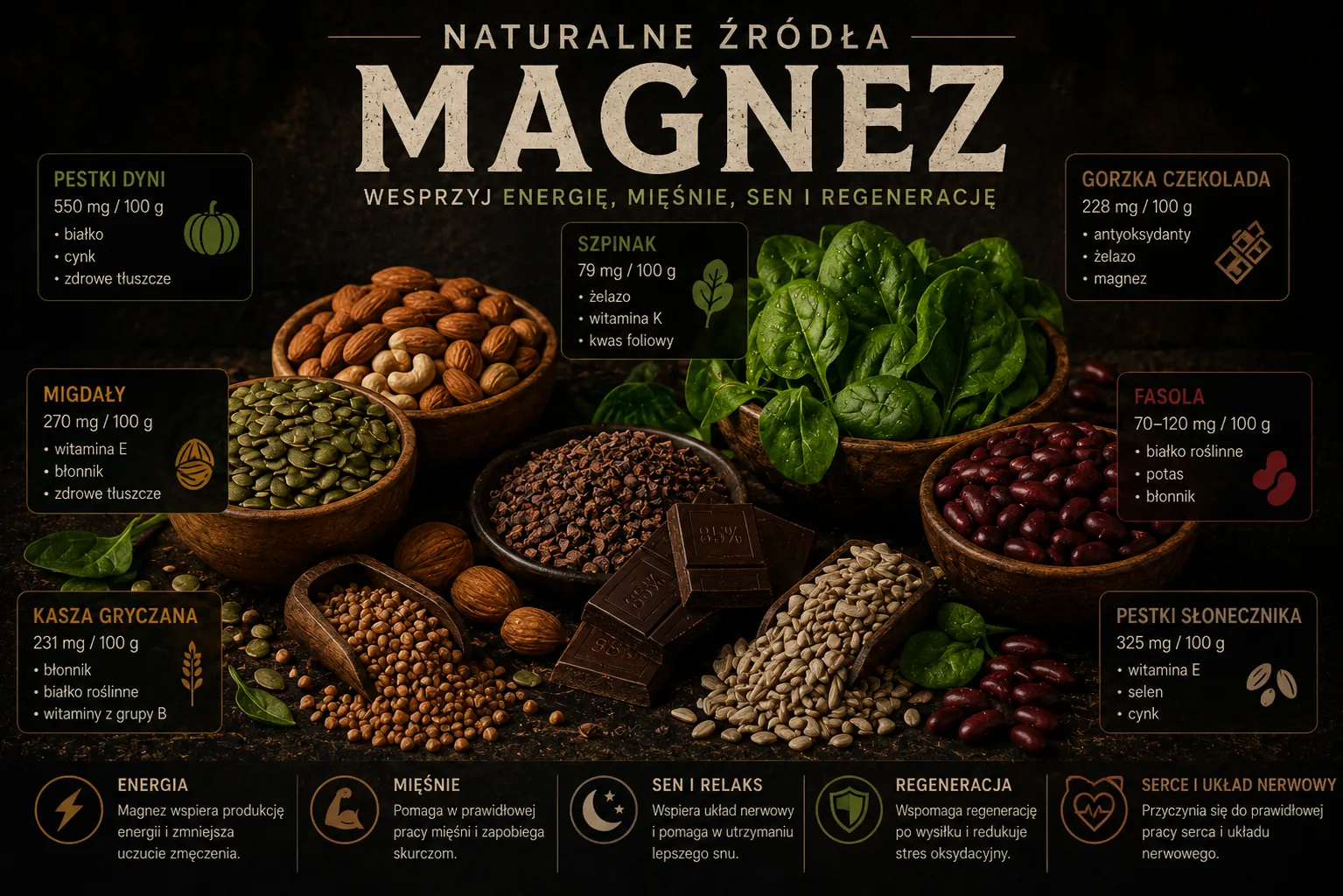 Magnez, naturalne źródła magnezu i wpływ na testosteron u mężczyzn