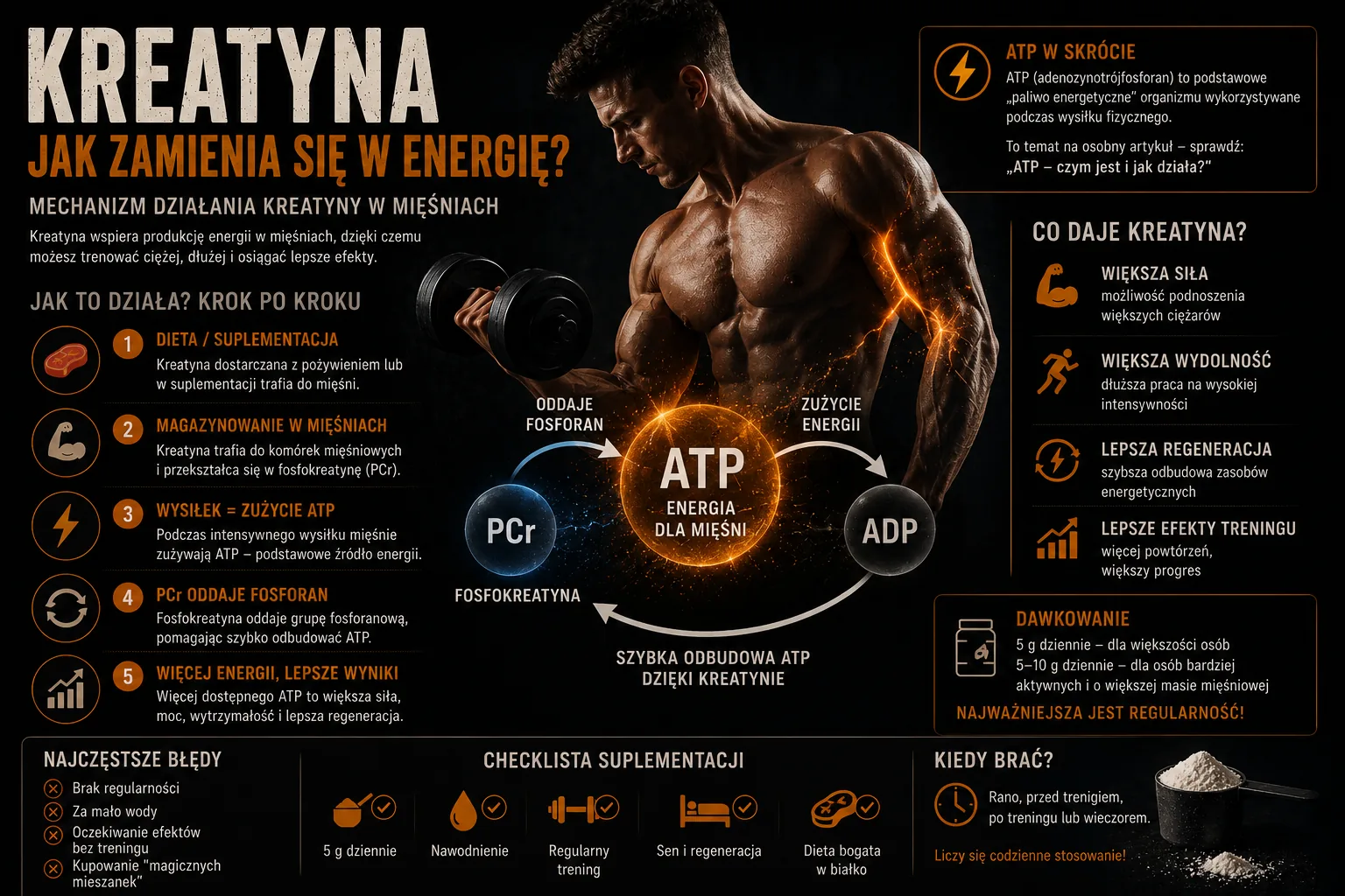 Jak kreatyna zamienia się w energię? Mechanizm działania