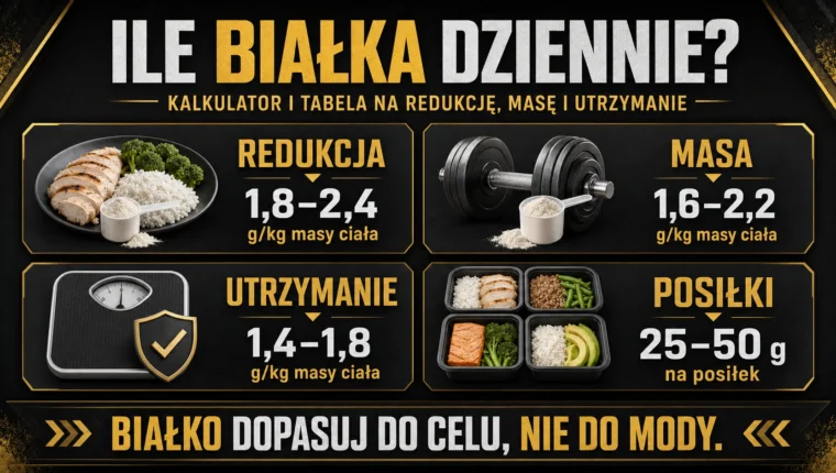 Ile białka dziennie? Kalkulator i tabela na redukcję, masę i utrzymanie