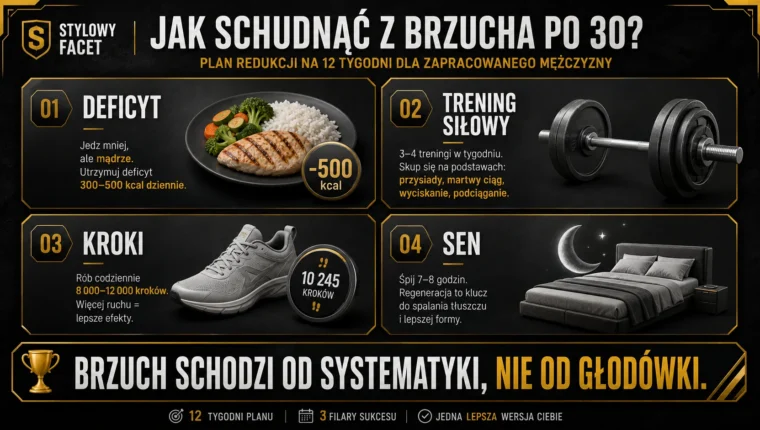 Jak schudnąć z brzucha po 30? 12-tygodniowy plan redukcji dla mężczyzny