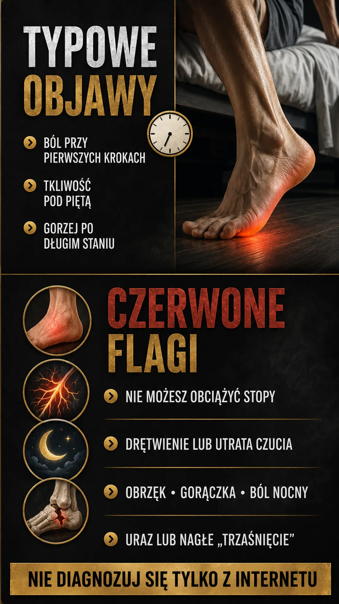 Objawy ostrogi piętowej i czerwone flagi bólu pięty