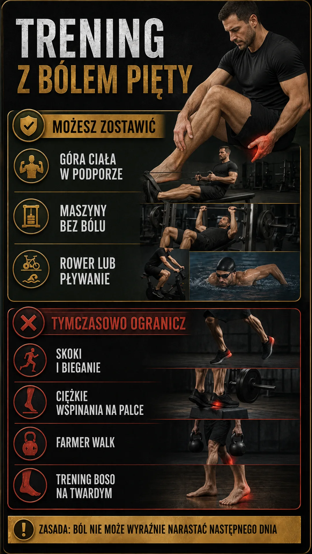 Trening siłowy z bólem pięty – modyfikacje ćwiczeń